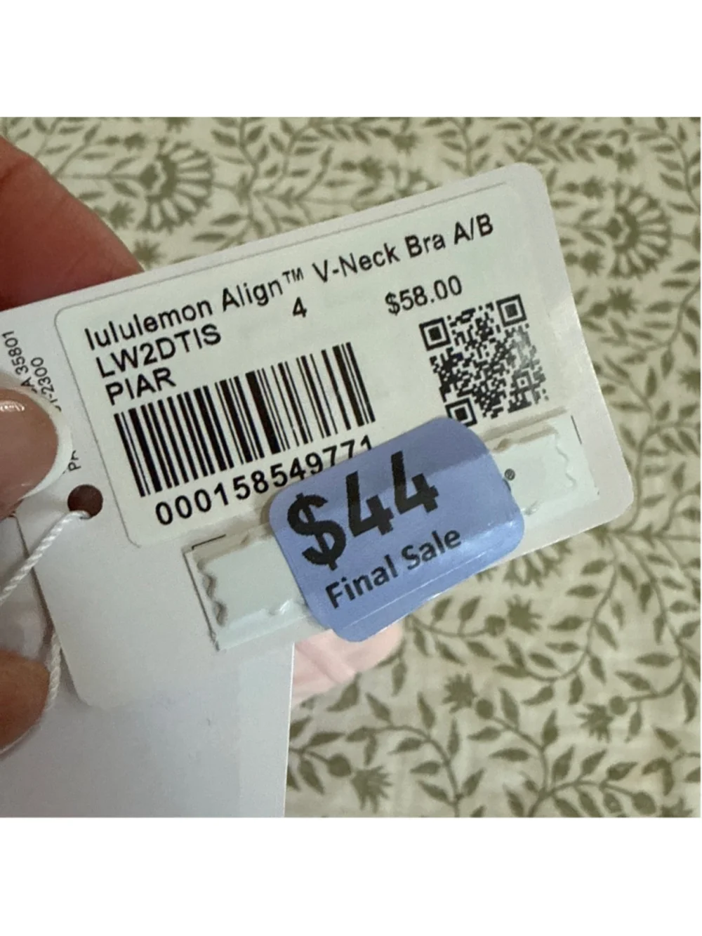 Lululemon Align V-Neck Sports Bra Size 4 Pink